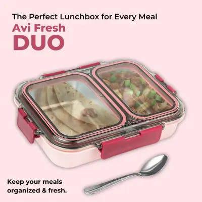 Avifresh Duo Insulated SS Lunch Box-Light Pink