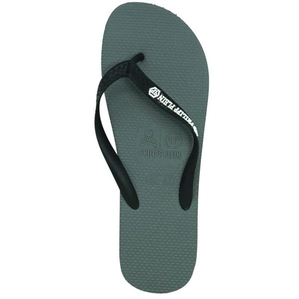 Philipp Plein Brand Logo Flip Flops - Grey