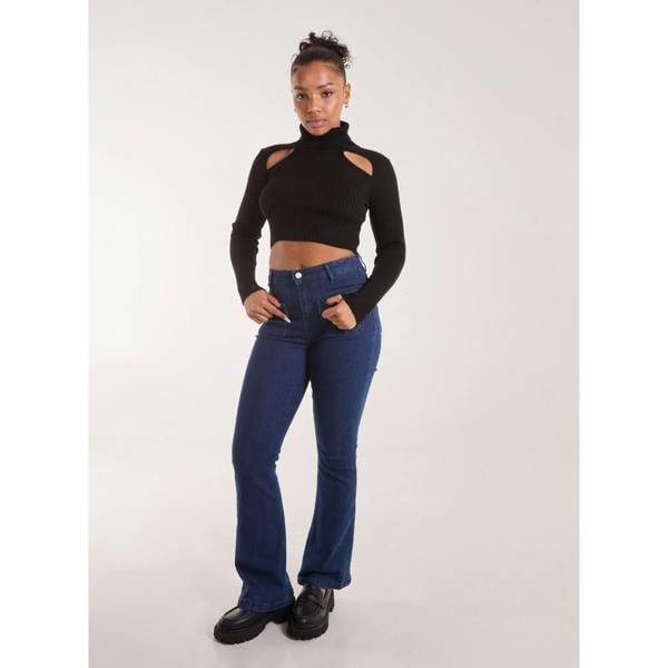 Pink Vanilla Ribbed Roll Neck Jumper With Cut Out Detail