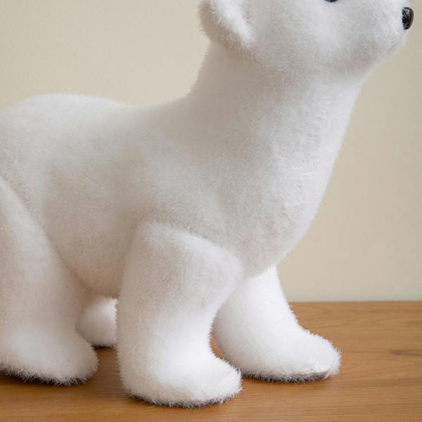 Samuel Alexander 30cm Large Flocked Polar Bear Christmas Decoration