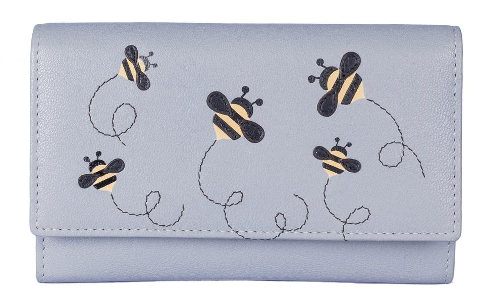 Mala Leather Mischa Bee Applique Leather Flapover Purse