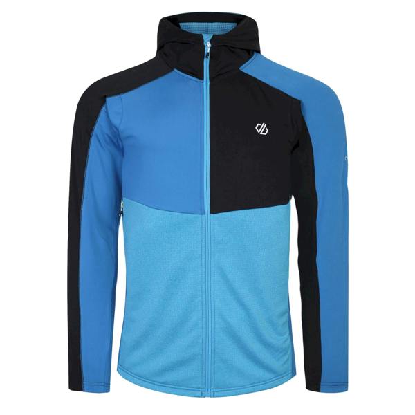 Dare 2B Mens Assimilate Core Stretch Hooded Midlayer - Deep Water/Wave Ride/Green Algae/Black - 