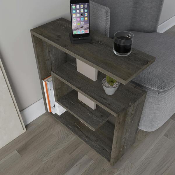 Decortie Saly Modern 3-Tier Compact Side Table with Storage Shelves 57cm