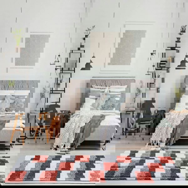 Geometric Design Thick Shaggy Area Rugs Terra