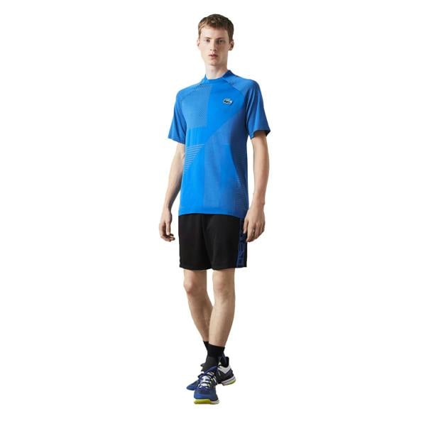 Lacoste Mens Geometric Pattern Ultra Dry Polo Shirt - Blue - 