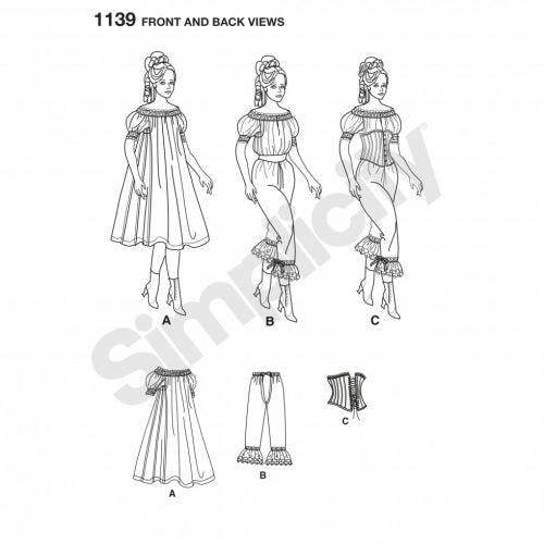 Simplicity Sewing Pattern 1139, Corsets, Costumes, Vintage Style for Women, HH (6-8-10-12) - Intermediate