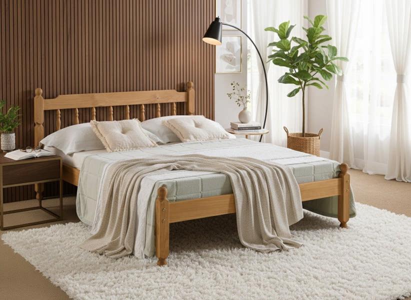Mission TM Colonial Spindle Waxed Pine Bed Frame 5 Sizes Small Single to King