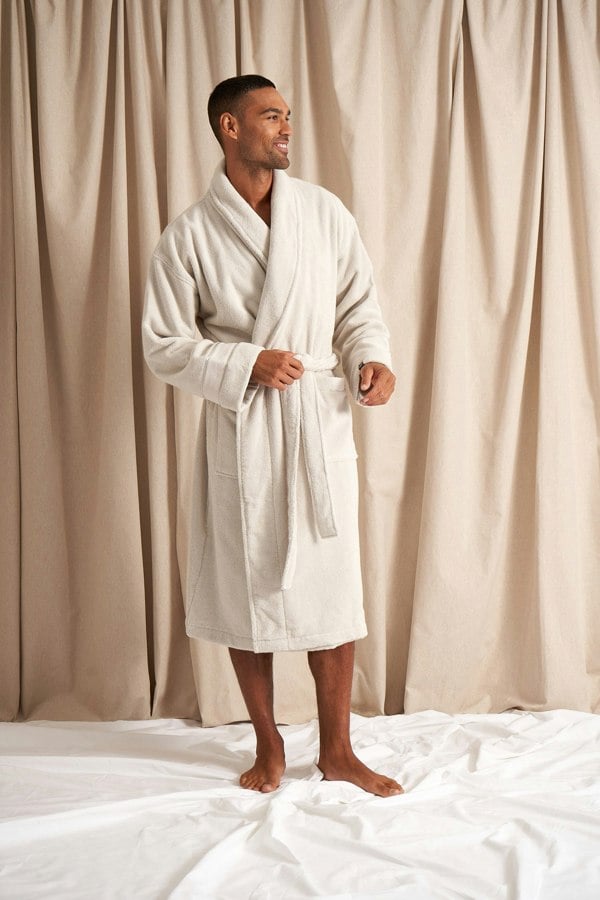 Pretty You London Bamboo Towelling Robe in Light Grey