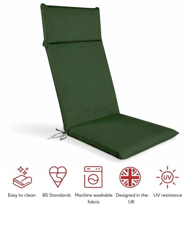 SP Range High Back Recliner Pad Garden Cushion Green The Garden Furniture Shop