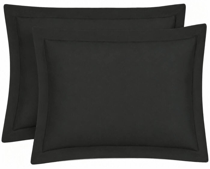 Night Zone 200 Thread Count Egyptian Cotton Pillowcases Pair – Hotel Quality Bed Linen - Black - Oxford Pillow Cases