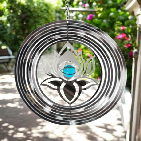EDH Door Hardware Serenity Stainless Steel Hanging Wind Spinner – 34cm x 25cm | 3D Metal Kinetic Garden Ornament & Outdoor Wind Sculpture