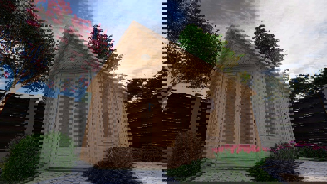 Shire Rita 10x14 Log Cabin Corner Office and shed mulitroom 44mm cladding - Best Shed