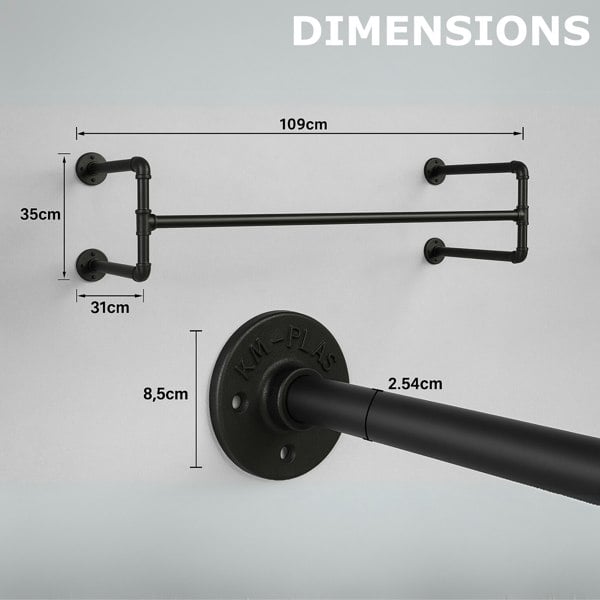 BMBO Industrial Heavy Duty Pipe Wall-Mounted Floating Hanging Rail