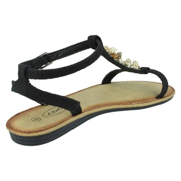 Spot On Ladies Spot On Shell T-Bar Sandals F00360