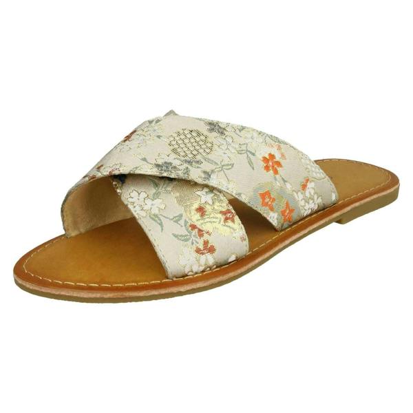 Savannah Ladies Savannah Cross Strap Patterned Mules