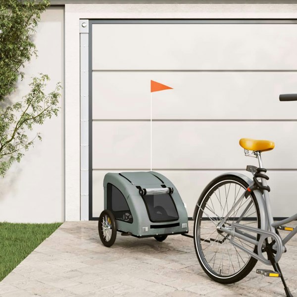 Berkfield Dog Bike Trailer Grey Oxford Fabric and Iron