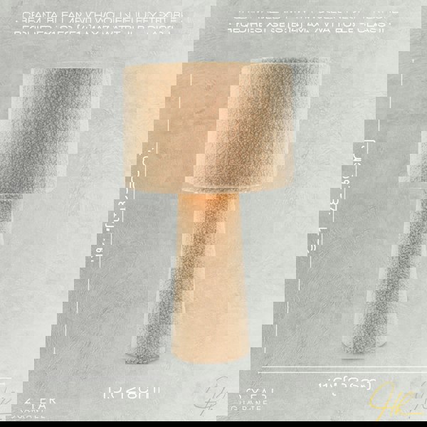 Designer Table Lamp with Cream Wool Base and Shade with Inner Lining Image 6