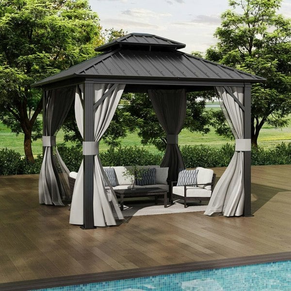 10×10ft/10×12ft Hardtop Patio Gazebo Living and Home 