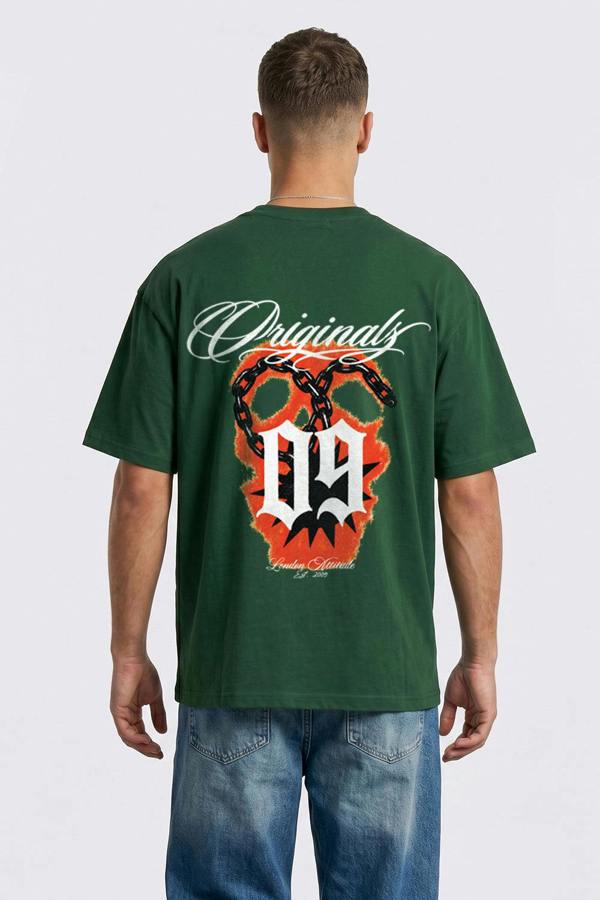 London Attitude Originals 09 Oversized Heavyweight Printed T-Shirt - Forest green