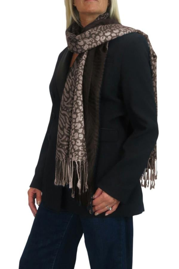 Paulo Due Block Stripe Animal Print Scarf