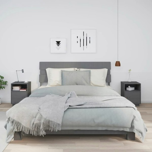 Berkfield Bedside Cabinets 2 pcs Grey 40x34x55 cm Solid Wood Pine