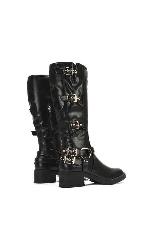 XY LONDON Harness square toe Knee High Biker Boots