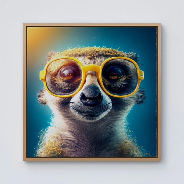 Warren Reed Meerkat Splash Art Framed Canvas