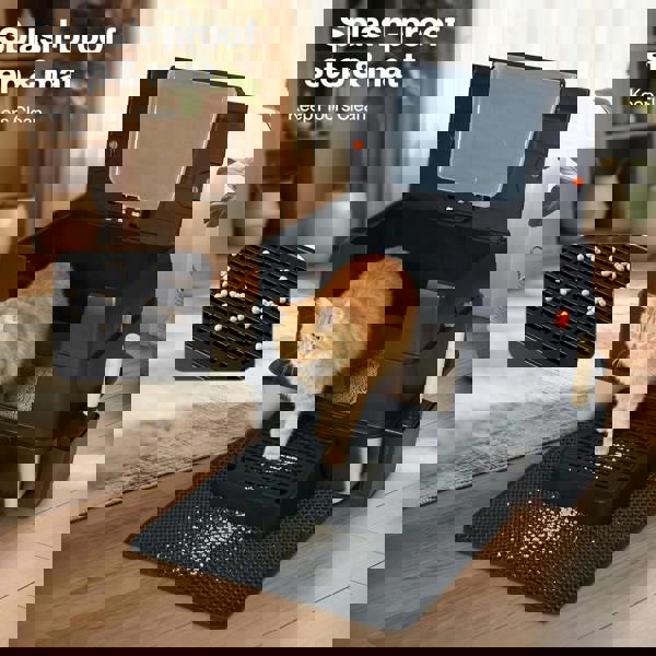 Skylos Cat Litter Box Enclosed Stainless Steel Litter Tray Hooded Covered Toilet