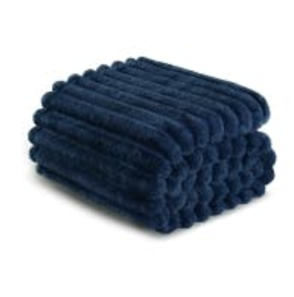 Dyzi Supersoft Ribbed Fleece Throw Blanket for Couch & Bed – Cozy Jacquard Home Blanket