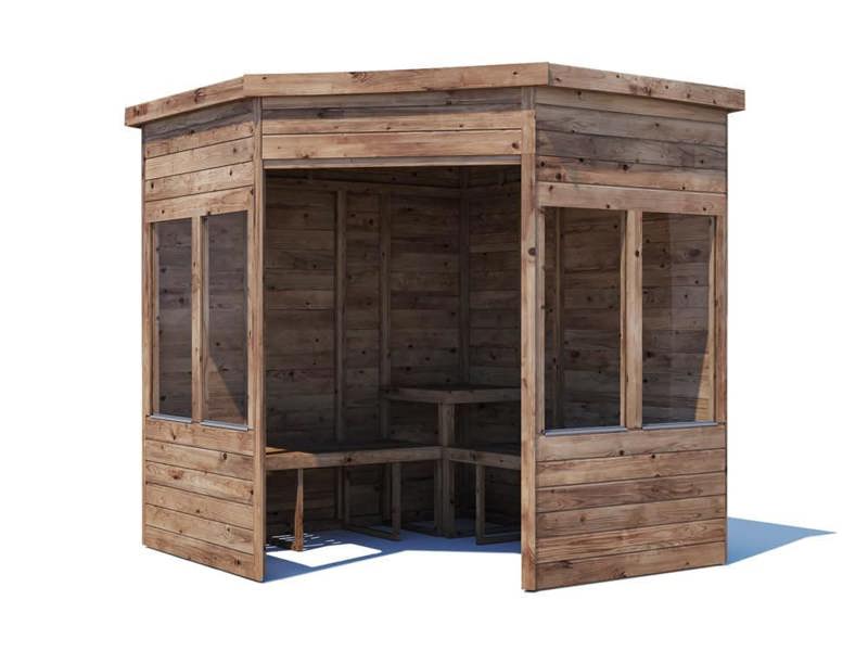 Dunster House Corner Garden Arbour with Glazed Panels, W2.1m x D2.1m / W7' x D7', Pressure Treated, Apocallipo