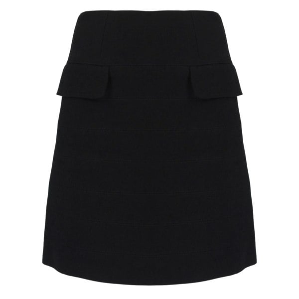 Alexander McQueen black wool a-line aline skirt in a banded construction