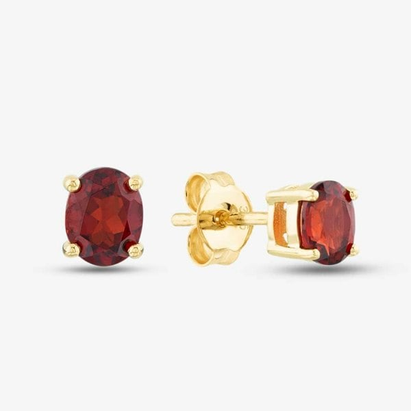 T. H. Baker 9ct Yellow Gold Oval Cut Garnet Stud Earrings OJS0006E-GAR 9KY