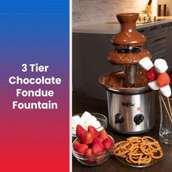 Total Chef Large Chocolate Fountain 3 Tier Electric Fondue Machine for Weddings, Parties & Events