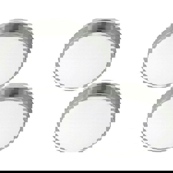 2 PACK Wall Flush Ceiling Light White Shade White Satined Nickel Plastic LED 18W Loops