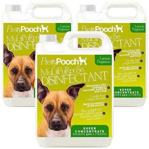 Pretty Pooch Multipurpose Disinfectant - Cleaner, Sanitiser, Deodoriser - Concentrated Formula - Lemon 5L x3