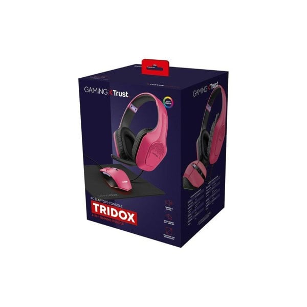 Trust GXT790P Gaming Tridox 3-in-1 Gaming PC Bundle Headset Mouse & Mat Pink