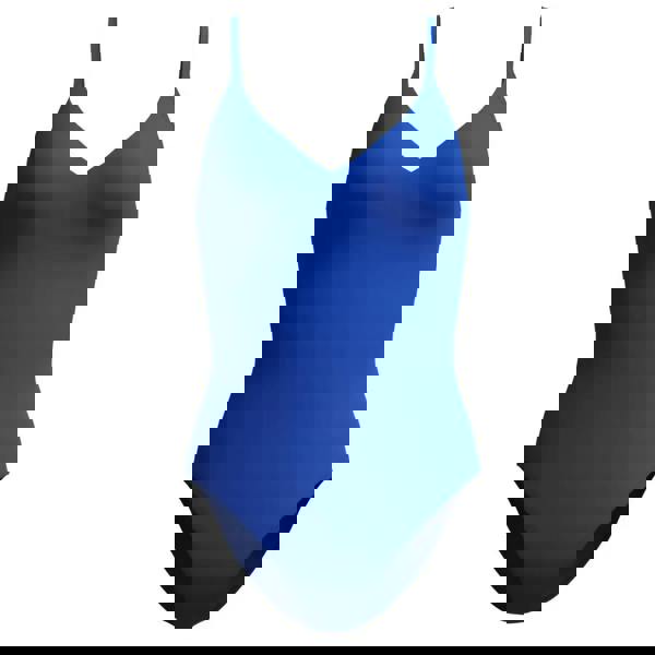 Sleek royal blue Speedo solid v neck swimsuit in xlance fabric