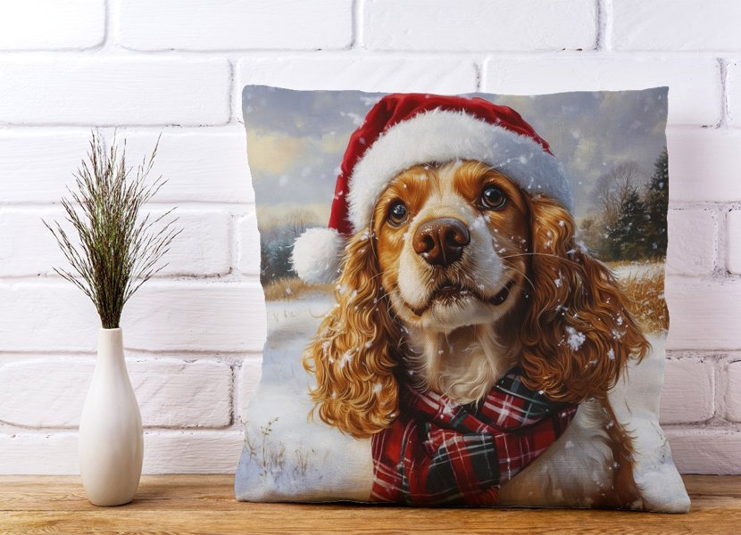 Warren Reed Snowy Christmas Cocker Spaniel Cushion