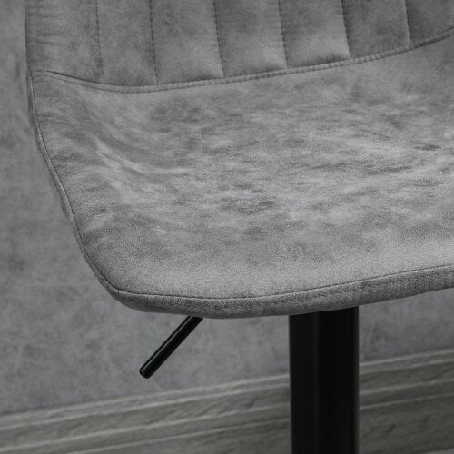 Wyld Haus Doneha Faux Leather Grey Adjustable Breakfast Bar Chairs Set Of 2 With Upholstered Seats