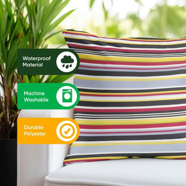 Gardenwize Pair of Outdoor Scatter Cushions – Striped Design