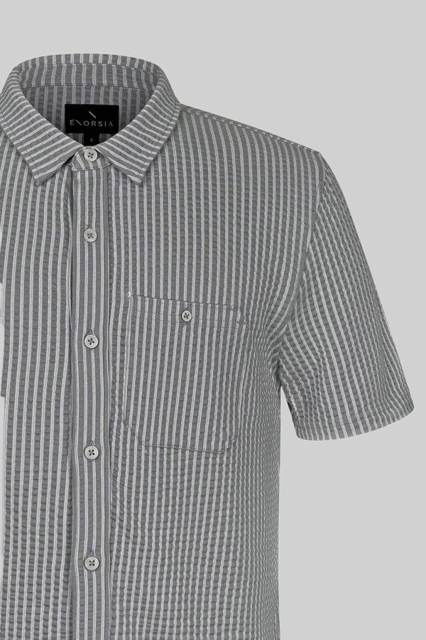 ENORSIA Jersey Searsucker Stripe Short Sleeve Shirt