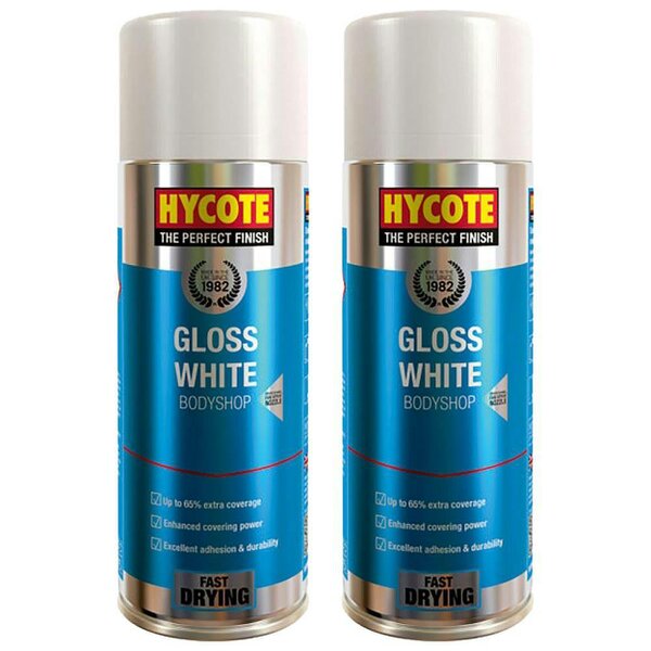 Hycote 2X Hycote Bodyshop Gloss White Spray Paint 400ml