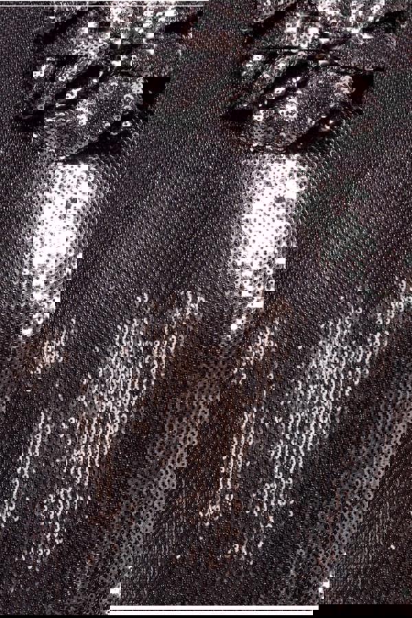 Liquid Sequin Halterneck Maxi With Corsage - Silver DR4104