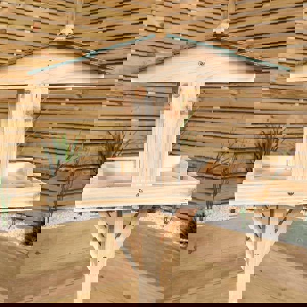 Samuel Alexander 1.16m Traditional Wooden Garden Bird Seed Feeder Table with Green Roof