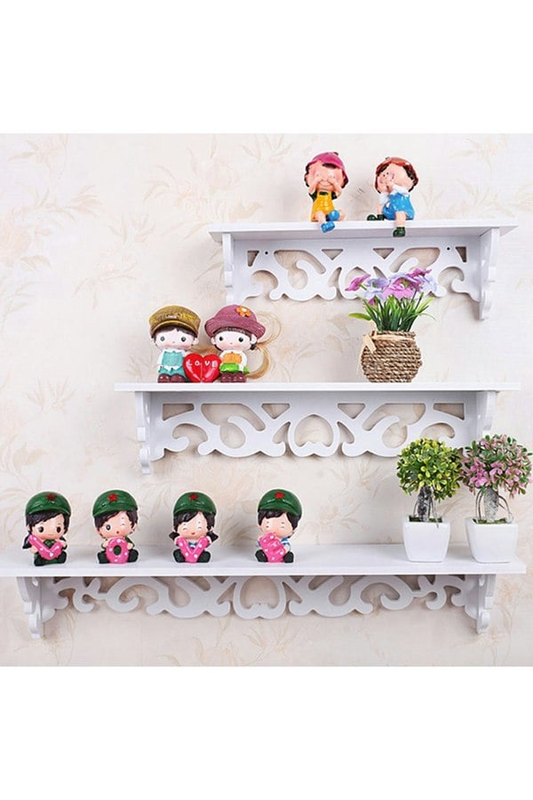 Living and Home Set of 3 Floating Shelves Storage Display Rack Wall-Mounted Plant Stand