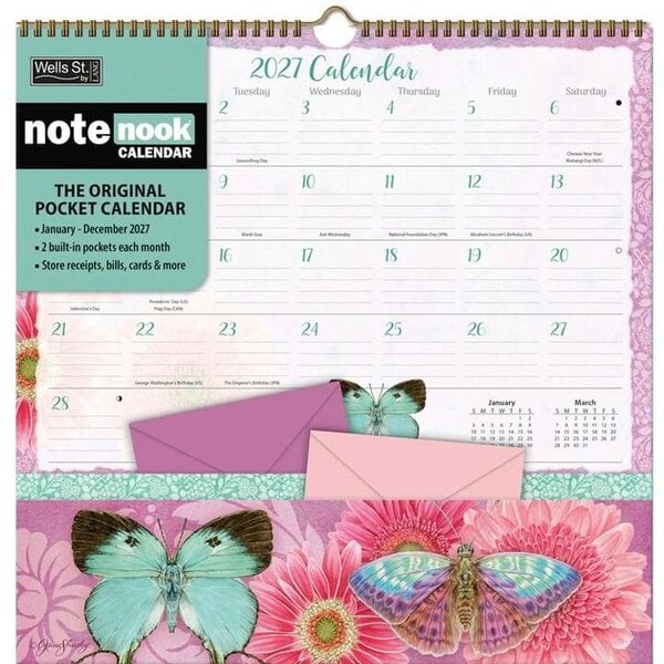 Butterflies Note Nook Calendar 2027, Wall Calendars, Month To View, Lifestyle, Gift
