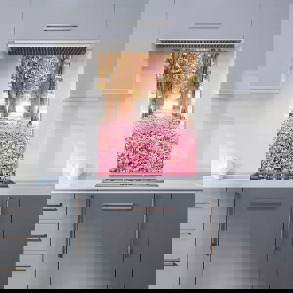 Warren Reed - Designer Pink Flower Tree Tunnel Kitchen Splashback