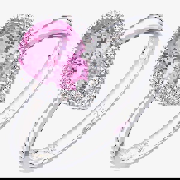 T. H. Baker 9ct White Gold Pink Sapphire & Diamond Pear Shaped Cluster Ring PR07331WCPSA