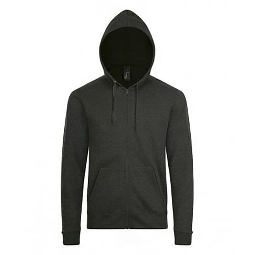 SOLS Mens Stone Zip Up Plain Hoodie - Charcoal Marl