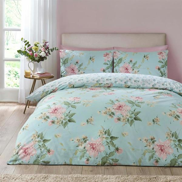 Avebury Floral Duck Egg Blue Duvet Cover Set